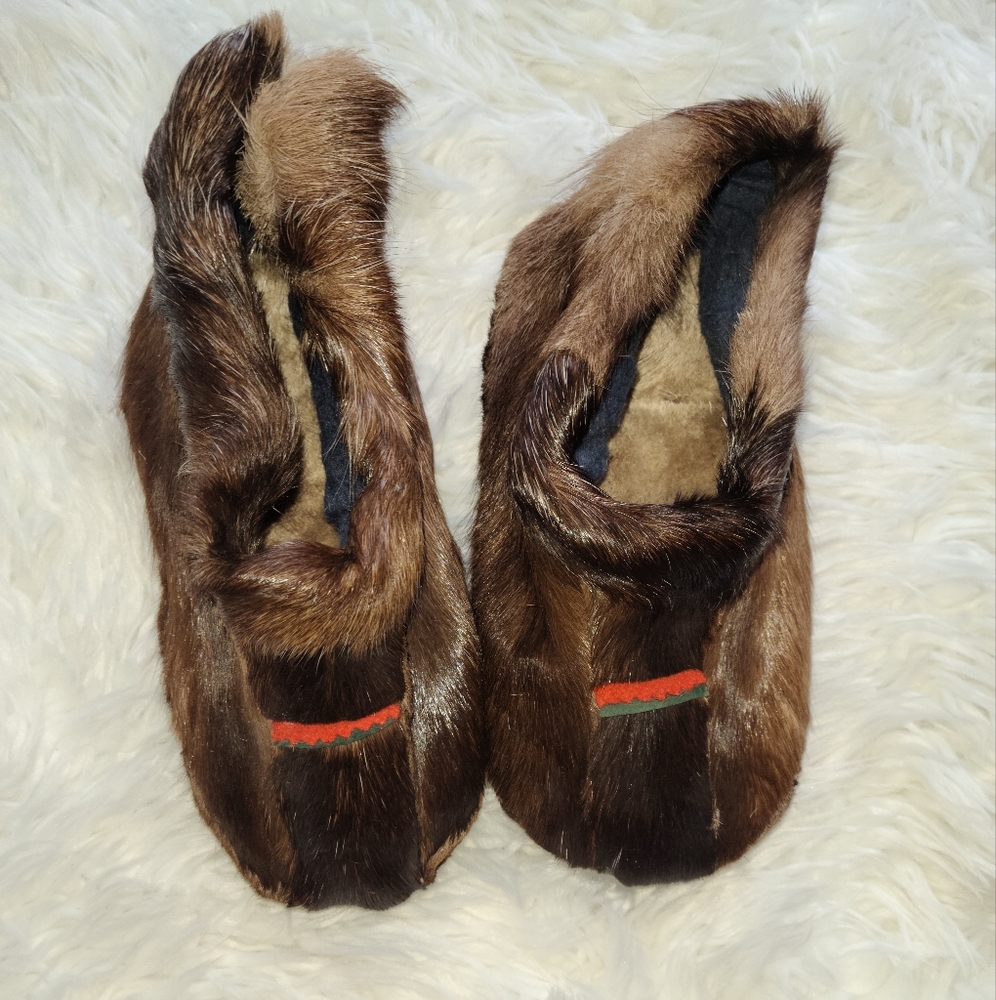 Handmade beaver fur slippers size 7 Exquisite!